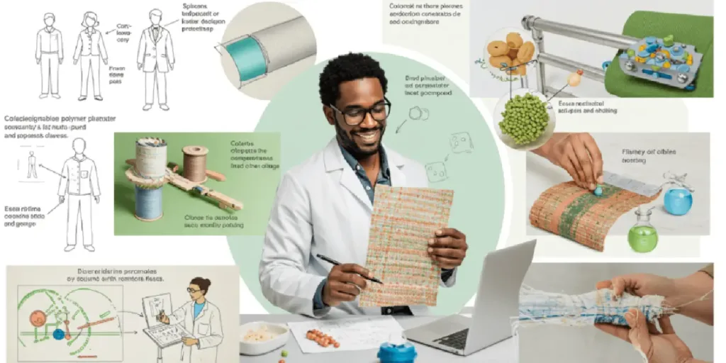 Image demonstrating the sustainable use of biodegradable polymers in the textile industry.