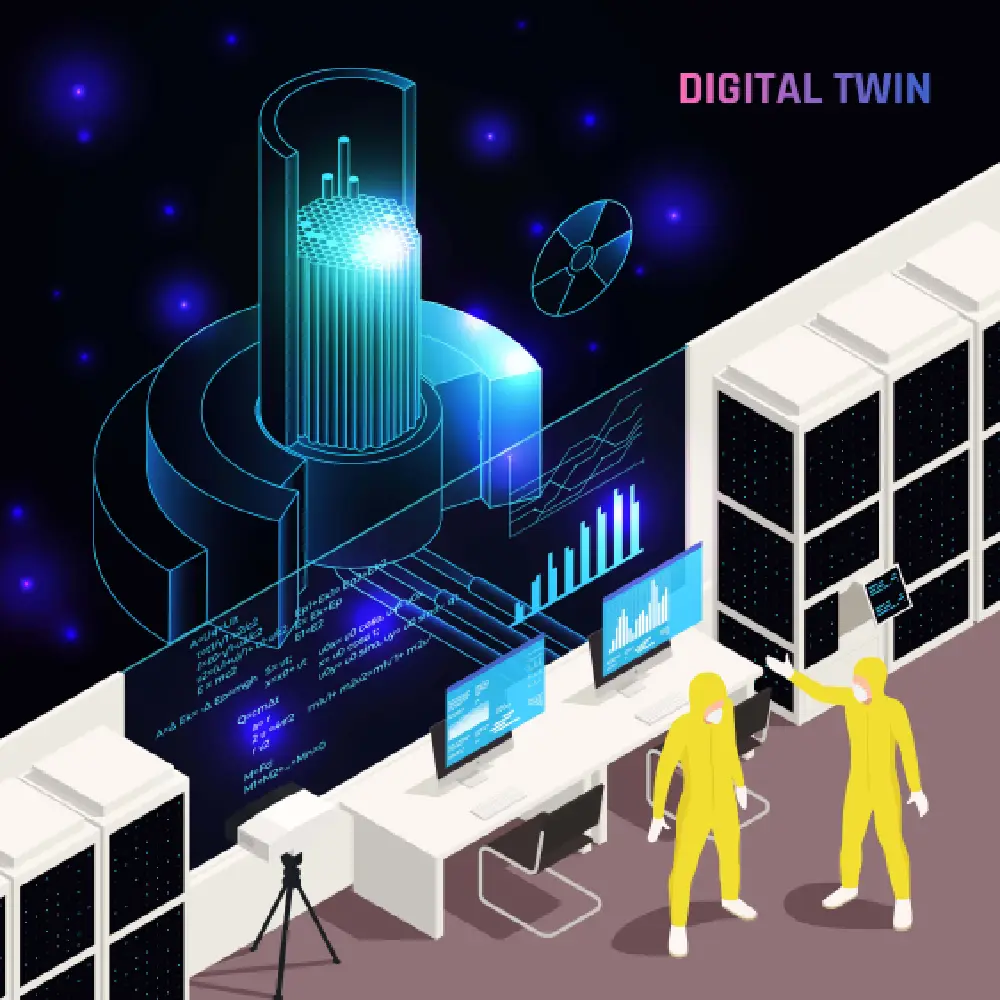 Illustration of digital twin testing simulation.