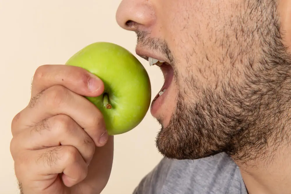 Healthy apple for healthy life, showing how human body works.