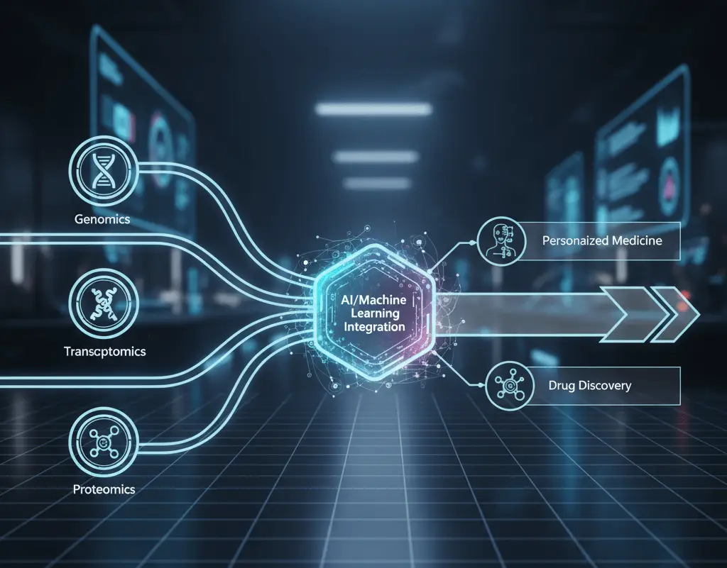 Workflow demonstrating AI integration with single-cell multi-omics data for precision medicine and drug discovery.
