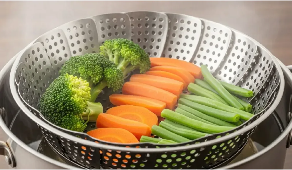 Purine reducing cooking methods including soaking dal, boiling meat, grilling and steaming for uric acid diet.