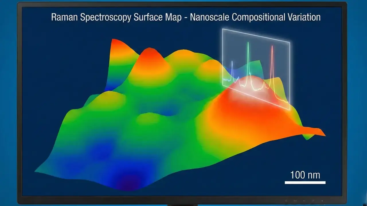 Raman mapping showing chemical heterogeneity across a surface.